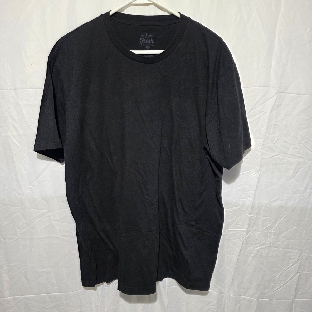 Fresh Clean Threads Mens XXL Black Crew Neck Short Sleeve T-Shirt Basic Tee
